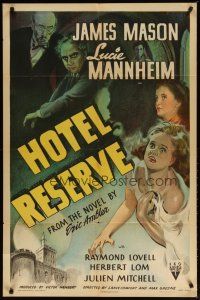 3h467 HOTEL RESERVE 1sh '44 James Mason, Lucie Mannheim, from the novel by Eric Ambler!