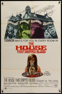 3h470 HOUSE THAT DRIPPED BLOOD 1sh '71 Christopher Lee, Vampires! Voodoo! Vixens!