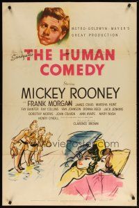 3h472 HUMAN COMEDY style D 1sh '43 Mickey Rooney & Butch Jenkins, from William Saroyan story!