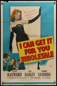 3h477 I CAN GET IT FOR YOU WHOLESALE 1sh '51 art of sexy Susan Hayward in Gilda-like dress!