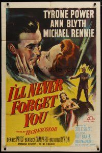 3h479 I'LL NEVER FORGET YOU 1sh '51 Tyrone Power travels back in time to meet Ann Blyth!