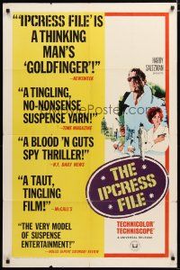 3h495 IPCRESS FILE new art style 1sh '65 Michael Caine in the spy story of the century!