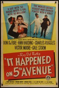 3h502 IT HAPPENED ON 5th AVENUE 1sh '46 poor Don DeFore loves rich and beautiful Gale Storm!
