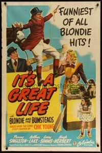 3h503 IT'S A GREAT LIFE 1sh '43 Penny Singleton as Blondie, Arthur Lake as Dagwood Bumstead!