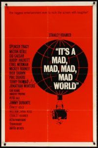 3h504 IT'S A MAD, MAD, MAD, MAD WORLD style B 1sh 1964 best different Saul Bass-like balloon art!