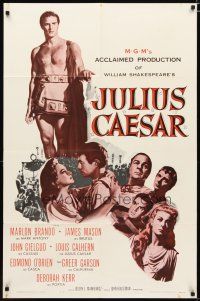 3h516 JULIUS CAESAR 1sh R62 art of Marlon Brando, James Mason & Greer Garson, Shakespeare