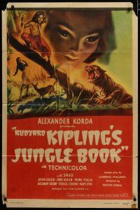 3h517 JUNGLE BOOK 1sh R47 directed by Zoltan Korda, Sabu, Rudyard Kipling story!