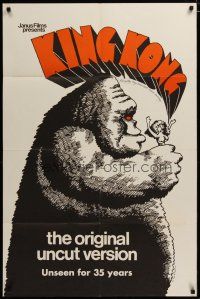 3h528 KING KONG 1sh R68 Fay Wray, Robert Armstrong, cool comic art by Lee J. Reedy!