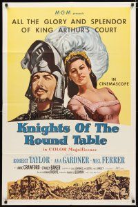 3h537 KNIGHTS OF THE ROUND TABLE 1sh R62 Robert Taylor as Lancelot, sexy Ava Gardner as Guinevere!