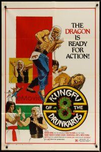 3h539 KUNG FU OF THE DRUNKARDS 1sh '80 martial arts action, Tom Tierney artwork!