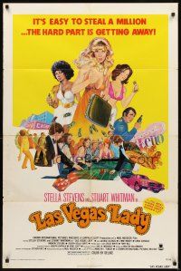 3h547 LAS VEGAS LADY 1sh '75 sexy art of gambling gangster gals, it's easy to steal a million!