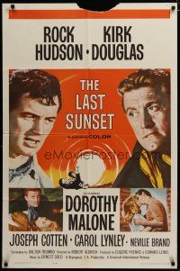 3h550 LAST SUNSET 1sh '61 Rock Hudson, Kirk Douglas, Dorothy Malone, directed by Robert Aldrich!