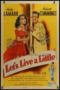 3h559 LET'S LIVE A LITTLE 1sh '48 pretty Hedy Lamarr & Robert Cummings behind door!