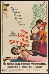 3h568 LONG, HOT SUMMER 1sh '58 Paul Newman, Joanne Woodward, Faulkner directed by Martin Ritt!