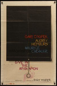 3h572 LOVE IN THE AFTERNOON 1sh '57 Gary Cooper, Audrey Hepburn, Maurice Chevalier!