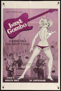 3h575 LUST COMBO 1sh '70 rock 'n' roll sexploitation, a band on a one night stand!