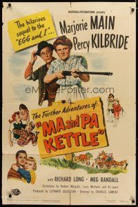 3h578 MA & PA KETTLE 1sh '49 Marjorie Main & Percy Kilbride in the sequel to The Egg and I!