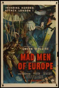 3h583 MAD MEN OF EUROPE 1sh '40 early WWII propaganda, art of paratroopers over London!