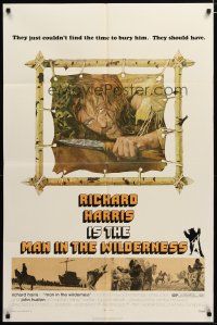 3h594 MAN IN THE WILDERNESS 1sh '71 they just couldn't find the time to bury Richard Harris!