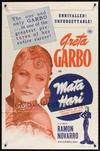 3h606 MATA HARI 1sh R63 great close-up image of pretty Greta Garbo!