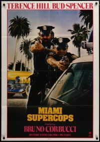 3h612 MIAMI SUPERCOPS 1sh '86 cool RC art of policemen Terence Hill & Bud Spencer!