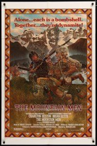 3h635 MOUNTAIN MEN 1sh '80 great Hopkins art of mountain men Charlton Heston & Brian Keith!