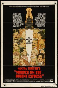 3h642 MURDER ON THE ORIENT EXPRESS 1sh '74 Agatha Christie, great art of cast by Richard Amsel!