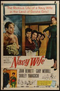 3h655 NAVY WIFE 1sh '56 Joan Bennett is a Navy Wife in the land of Geisha Girls!