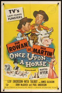 3h672 ONCE UPON A HORSE 1sh '58 great wacky cartoon art of Rowan & Martin, TV's funsters!