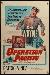 3h678 OPERATION PACIFIC 1sh '51 great artwork of Navy sailor John Wayne & Patricia Neal!