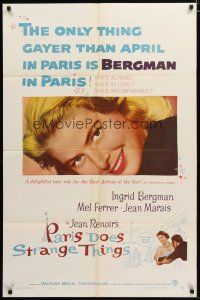 3h688 PARIS DOES STRANGE THINGS 1sh '57 Jean Renoir's Elena et les hommes, Ingrid Bergman!