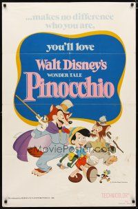 3h705 PINOCCHIO 1sh R78 Disney classic fantasy cartoon about a wooden boy who wants to be real!