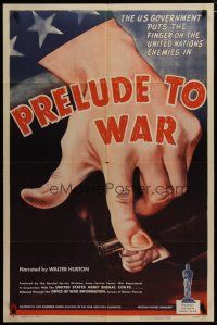 3h717 PRELUDE TO WAR style A 1sh '43 Frank Capra, great art of U.S. finger on UN's enemies!