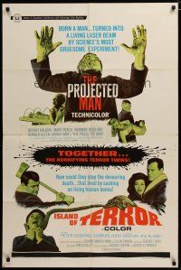 3h728 PROJECTED MAN/ISLAND OF TERROR 1sh '67 English sci-fi horror double-feature!