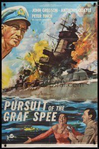 3h730 PURSUIT OF THE GRAF SPEE 1sh '57 Powell & Pressburger, great art of exploding ship!