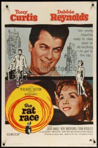 3h732 RAT RACE 1sh '60 Debbie Reynolds & Tony Curtis will do anything to get to the top!