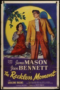 3h733 RECKLESS MOMENT 1sh '49 James Mason with scared Joan Bennett, directed by Max Ophuls!