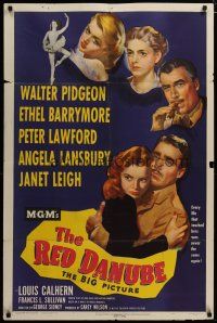 3h735 RED DANUBE 1sh '49 Janet Leigh, Angela Lansbury, Ethel Barrymore, Walter Pidgeon, Lawford!