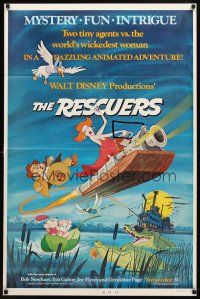 3h739 RESCUERS 1sh '77 Disney mouse mystery adventure cartoon from depths of Devil's Bayou!