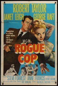 3h747 ROGUE COP 1sh '54 Robert Taylor, George Raft,sexy Janet Leigh is a thing called temptation!
