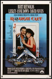 3h750 ROUGH CUT 1sh '80 Burt Reynolds, sexy Lesley-Anne Down, cool playing card artwork!