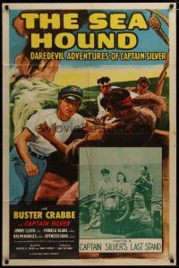 3h759 SEA HOUND chapter 15 1sh R55 Buster Crabbe, serial, Captain Silver's Last Stand!