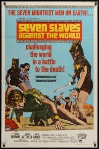 3h769 SEVEN SLAVES AGAINST THE WORLD 1sh '65 Gli Schiavi Piu Forti del Mondo, sword & sandal!