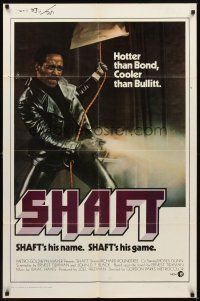 3h771 SHAFT style F int'l 1sh '71 classic image of tough Richard Roundtree shooting gun!