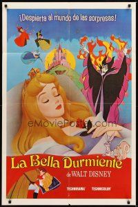 3h786 SLEEPING BEAUTY Spanish/U.S. 1sh R70s Walt Disney cartoon fairy tale fantasy classic!
