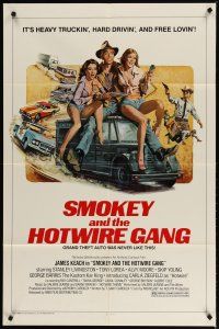3h792 SMOKEY & THE HOTWIRE GANG 1sh '79 art of James Keach w/sexy girls, GTA was never like this!