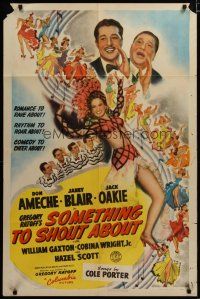 3h800 SOMETHING TO SHOUT ABOUT style A 1sh '43 Don Ameche, sexy Janet Blair, songs by Cole Porter!