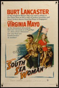 3h808 SOUTH SEA WOMAN 1sh '53 leatherneckin' Burt Lancaster & sexy Virginia Mayo!