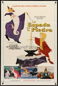 3h854 SWORD IN THE STONE Spanish/U.S. 1sh '64 Disney's story of young King Arthur & Merlin the Wizard!