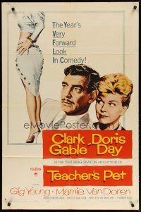 3h864 TEACHER'S PET 1sh '58 teacher Doris Day, pupil Clark Gable, sexy Mamie Van Doren's body!